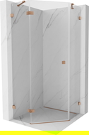 Mexen Lunar pentagonal shower enclosure left hinged 90 x 90 cm, transparent, brushed copper - 831-090L-090P-65-00-L