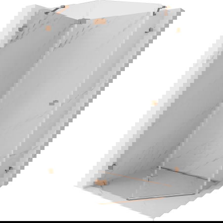 Mexen Lunar Pentagonal Left Swing Shower Enclosure 100 x 80 cm, Transparent, Brushed Copper - 831-100L-080P-65-00-L