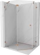 Mexen Lunar pentagonal hinged left shower cabin 100 x 80 cm, transparent, brushed copper - 831-100L-080P-65-00-L