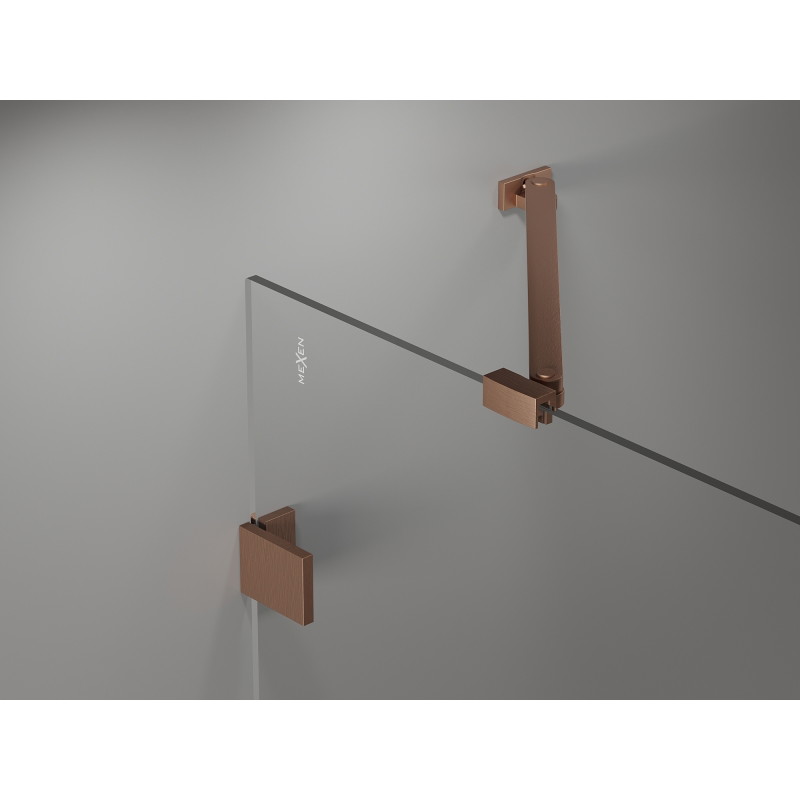 Mexen Lunar pentagonal hinged left shower cabin 100 x 80 cm, transparent, brushed copper - 831-100L-080P-65-00-L