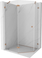 Mexen Lunar pentagonal shower enclosure with left hinged door 100 x 90 cm, transparent, brushed copper - 831-100L-090P-65-00-L