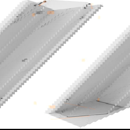 Mexen Lunar pentagonal left hinged shower cabin 100 x 100 cm, transparent, brushed copper - 831-100L-100P-65-00-L