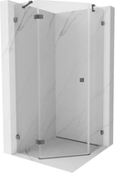 Mexen Lunar pentagon-shaped left-hinged shower enclosure 80 x 80 cm, transparent, brushed gun gray - 831-080L-080P-66-00-L