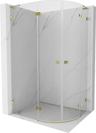 Mexen Lunar L semi-circular shower cabin left-hinged 80 x 70 cm, transparent, gold - 833L-080L-070P-50-00