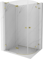 Mexen Lunar L semi-circular shower enclosure with left hinged door 90 x 70 cm, transparent, gold - 833L-090L-070P-50-00