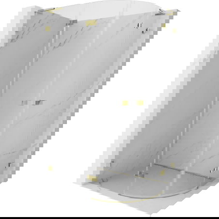 Mexen Lunar L semi-circular shower cabin with left hinged door 90 x 80 cm, transparent, gold - 833L-090L-080P-50-00