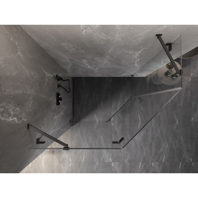 Mexen Lunar pentagonal left swing shower cabin 90 x 80 cm, transparent, brushed gun gray - 831-090L-080P-66-00-L
