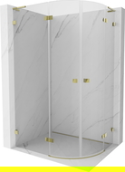 Mexen Lunar L semi-circular shower enclosure left 100 x 90 cm, transparent, gold - 833L-100L-090P-50-00