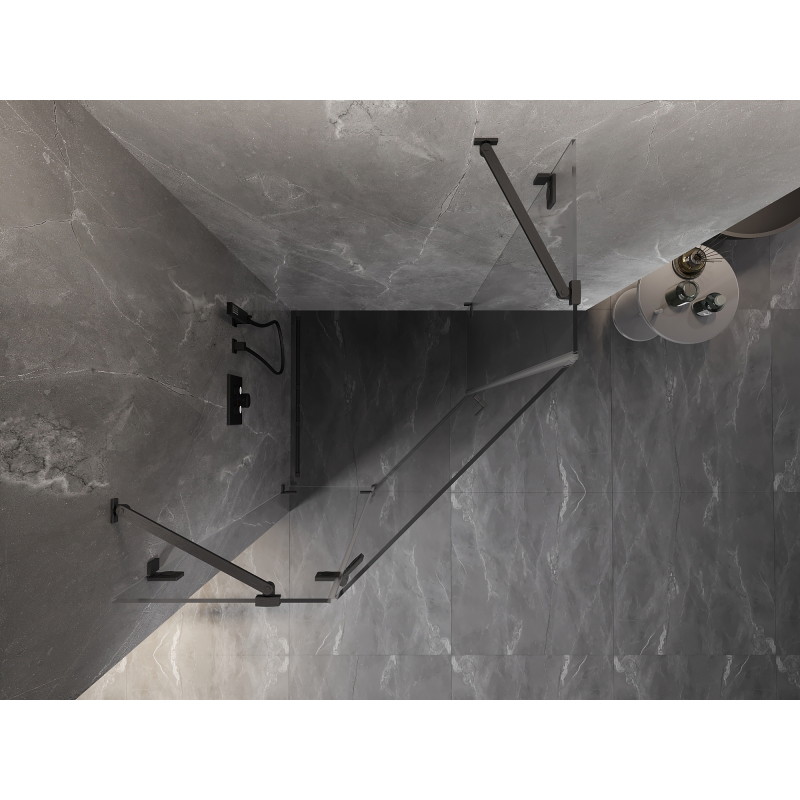 Mexen Lunar pentagonal shower cabin left hinged 90 x 90 cm, transparent, gun gray brushed - 831-090L-090P-66-00-L