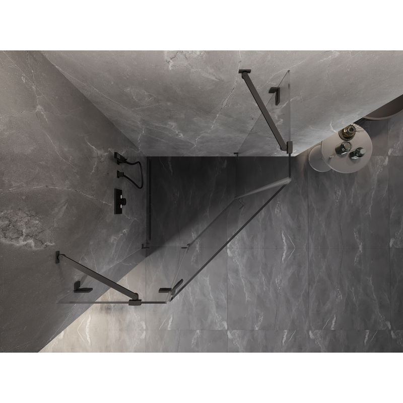 Mexen Lunar pentagonal shower enclosure hinged left 90 x 90 cm, transparent, brushed gun gray - 831-090L-090P-66-00-L