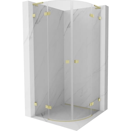 Mexen Lunar L semi-circular hinged shower cabin 80 x 80 cm, transparent, brushed gold - 833L-080L-080P-55-00