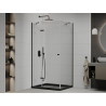 Mexen Roma tilting shower cabin 100 x 90 cm, transparent, black + Flat shower tray, black - 854-100-090-70-00-4070B
