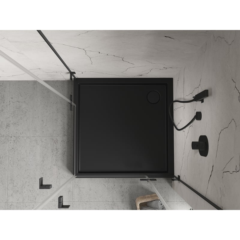Mexen Flow+ square shower tray 80 x 80 cm, black matte - 46S708080H