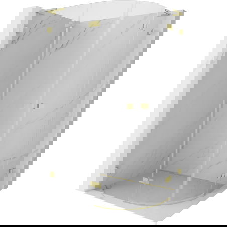 Mexen Lunar L semi-circular shower cabin hinged left 90 x 80 cm, transparent, brushed gold - 833L-090L-080P-55-00