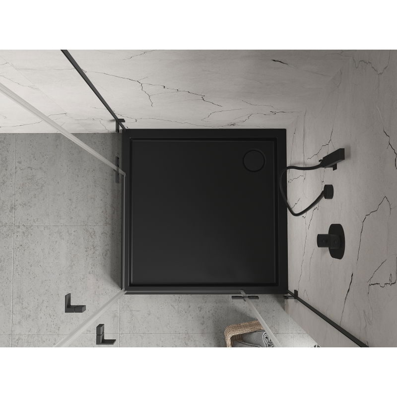 Mexen Flow+ square shower tray 90 x 90 cm, black matte - 46S709090H