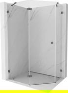Mexen Lunar pentagonal hinged left shower enclosure 100 x 80 cm, transparent, brushed gun gray - 831-100L-080P-66-00-L