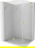 Mexen Lunar L semicircular shower cabin, left hinge 100 x 70 cm, transparent, brushed gold - 833L-100L-070P-55-00