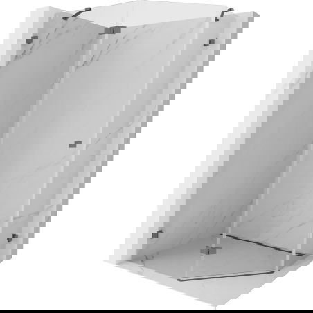 Mexen Lunar pentagonal left swing shower enclosure 100 x 90 cm, transparent, brushed gun gray - 831-100L-090P-66-00-L