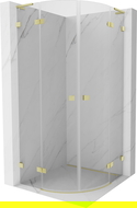 Mexen Lunar L semi-circular shower cabin with hinged doors 100 x 100 cm, transparent, brushed gold - 833L-100L-100P-55-00