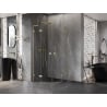 Mexen Lunar L semi-circular shower cabin with hinged doors 100 x 100 cm, transparent, brushed gold - 833L-100L-100P-55-00