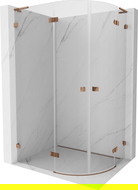 Mexen Lunar L semi-circular shower enclosure, left hinged 100 x 90 cm, transparent, rose gold - 833L-100L-090P-60-00