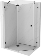 Mexen Lunar pentagonal left-hinged shower enclosure 90 x 80 cm, transparent, black - 831-090L-080P-70-00-L