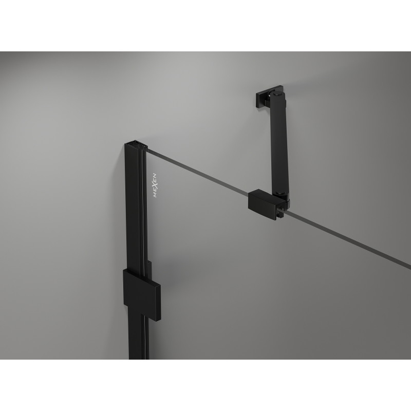 Mexen Lunar pentagonal left-hinged shower enclosure 90 x 80 cm, transparent, black - 831-090L-080P-70-00-L