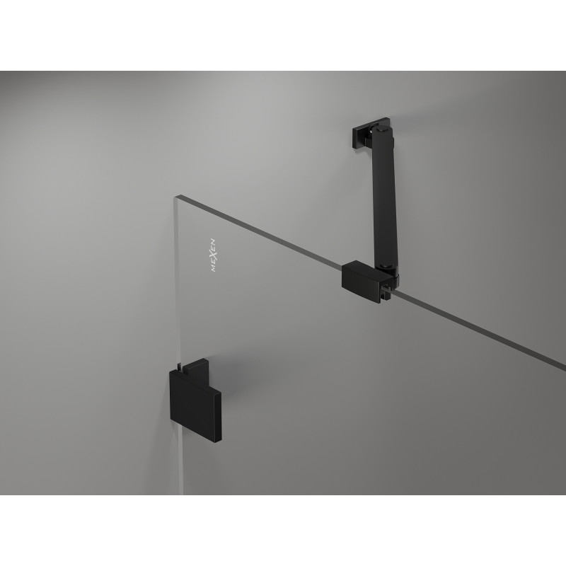 Mexen Lunar pentagonal left-hinged shower enclosure 90 x 80 cm, transparent, black - 831-090L-080P-70-00-L