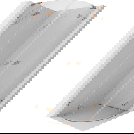 Mexen Lunar L swingable semi-circular shower enclosure 70 x 70 cm, transparent, brushed copper - 833L-070L-070P-65-00