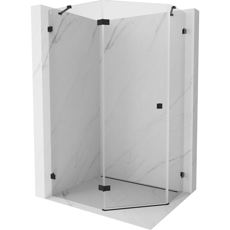 Mexen Lunar pentagonal shower enclosure hinged left 100 x 90 cm, transparent, black - 831-100L-090P-70-00-L