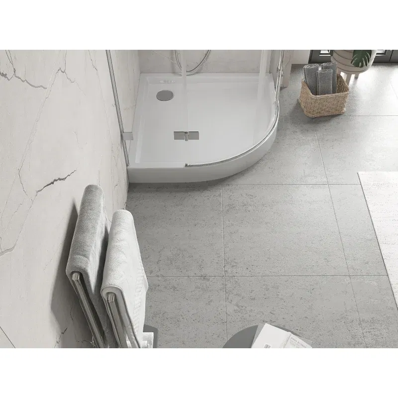 Mexen Flow+ semicircular shower tray 80 x 80 cm, white gloss - 46Q108080H