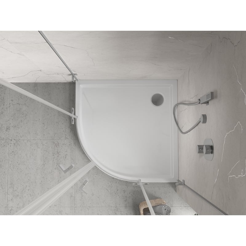 Mexen Flow+ semi-circular shower tray 100 x 100 cm, white gloss - 46Q101010H