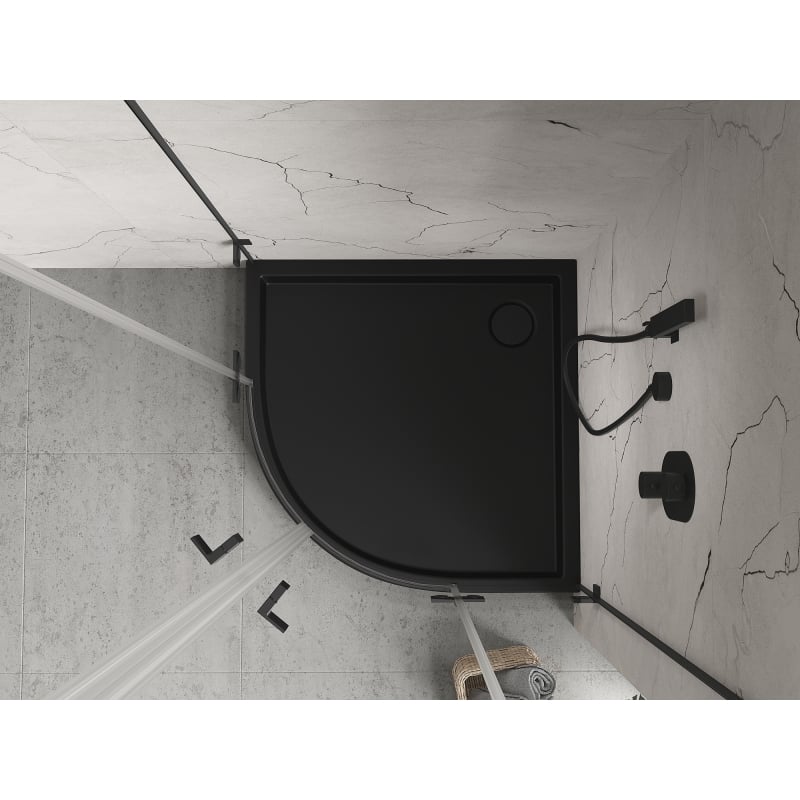 Mexen Flow+ Semi-circular Shower Tray 80 x 80 cm, Black Matte - 46Q708080H