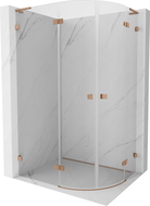 Mexen Lunar L Semi-Circular Pivot Shower Enclosure Left 90 x 70 cm, Transparent, Brushed Copper - 833L-090L-070P-65-00