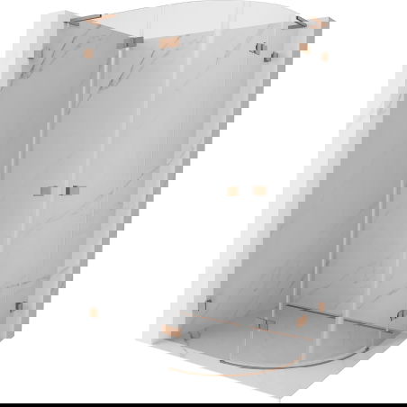 Mexen Lunar L semicircular shower enclosure left hinged 100 x 80 cm, transparent, brushed copper - 833L-100L-080P-65-00