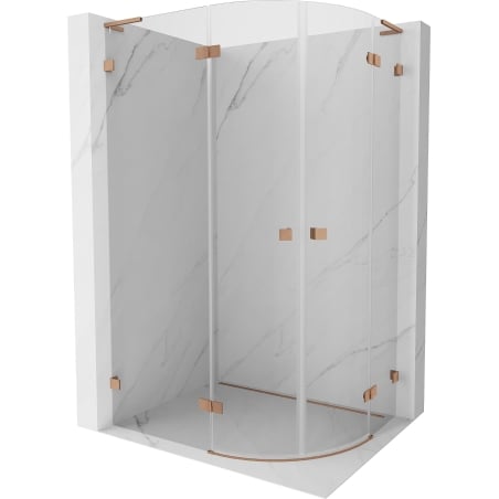 Mexen Lunar L semi-circular shower enclosure, left hinged 100 x 90 cm, transparent, brushed copper - 833L-100L-090P-65-00