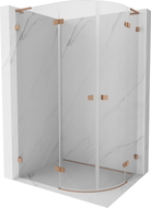 Mexen Lunar L Semi-circular Left Hinged Shower Cabin 100 x 90 cm, Transparent, Brushed Copper - 833L-100L-090P-65-00
