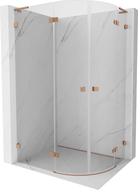 Mexen Lunar L semi-circular shower enclosure, left hinged 100 x 90 cm, transparent, brushed copper - 833L-100L-090P-65-00