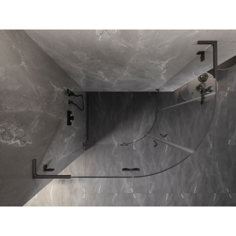 Mexen Lunar L semi-circular pivot shower enclosure left 80 x 70 cm, transparent, brushed gun gray - 833L-080L-070P-66-00