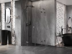 Mexen Lunar L semi-circular shower enclosure 100 x 100 cm, transparent, gun gray brushed - 833L-100L-100P-66-00
