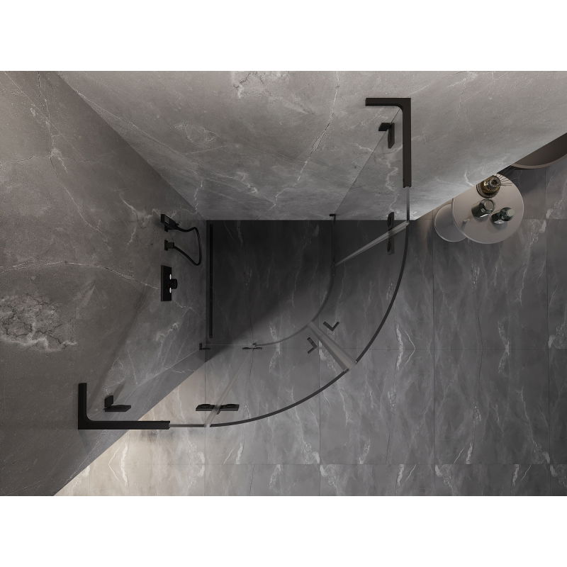 Mexen Lunar L shower enclosure semi-circular hinged 70 x 70 cm, transparent, black - 833L-070L-070P-70-00