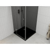 Mexen Roma pivot shower cabin 80 x 80 cm, graphite, chrome + Flat shower tray, black - 854-080-080-01-40-4070