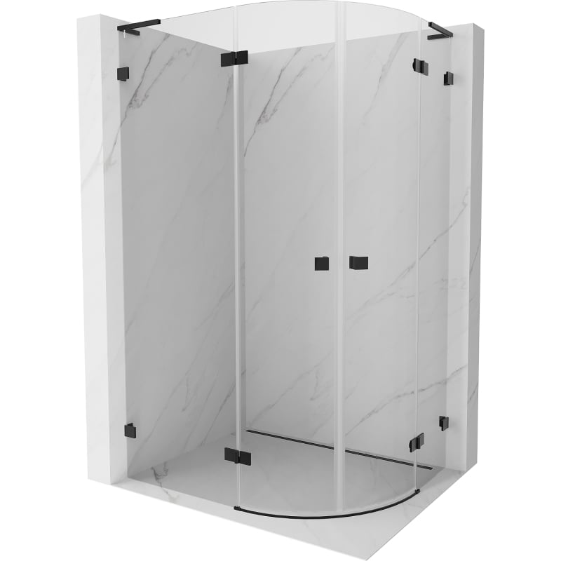 Mexen Lunar L semi-circular left swing shower enclosure 100 x 80 cm, transparent, black - 833L-100L-080P-70-00