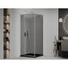 Mexen Roma pivot shower cabin 80 x 80 cm, graphite, chrome + Flat shower tray, black - 854-080-080-01-40-4070