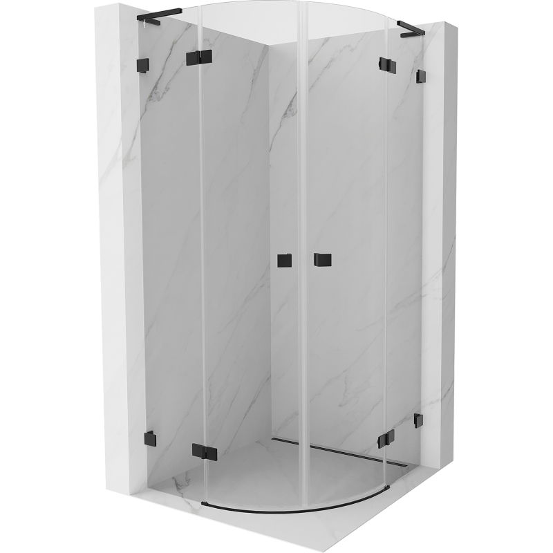 Mexen Lunar L semi-circular shower enclosure, hinged 100 x 100 cm, transparent, black - 833L-100L-100P-70-00