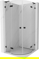 Mexen Lunar L semi-circular hinged shower cabin 100 x 100 cm, transparent, black - 833L-100L-100P-70-00
