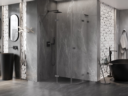 Mexen Lunar L semi-circular shower enclosure hinged left 90 x 70 cm, transparent, gun metal - 833L-090L-070P-95-00