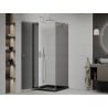 Mexen Roma 90 x 90 cm Swing Shower Enclosure, Graphite, Chrome + Flat Tray, Black - 854-090-090-01-40-4070