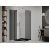 Mexen Roma pivot shower cabin 90 x 90 cm, graphite, chrome + Flat black shower tray - 854-090-090-01-40-4070