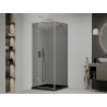 Mexen Roma pivot shower cabin 90 x 90 cm, graphite, chrome + Flat black shower tray - 854-090-090-01-40-4070